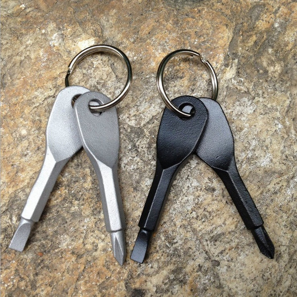 DHL Multifunctional Pocket Tool Keychain Outdoor EDC Gear Keychains With Slotted & Phillips Head Mini Screwdriver Set Key Rings