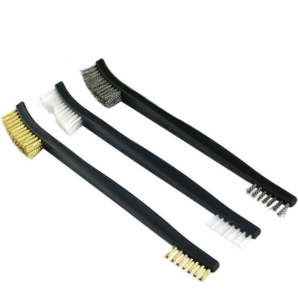 3pcs/set Mini Wire Brush Set Steel Brass Nylon Cleaning Polishing Metal Rust Brush