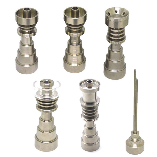 6 in 1 Domeless Titanium Nail Titanium GR2 Nails joint 10mm 14mm and 18mm Glass bong water pipe glass pipes Universal and Convenient