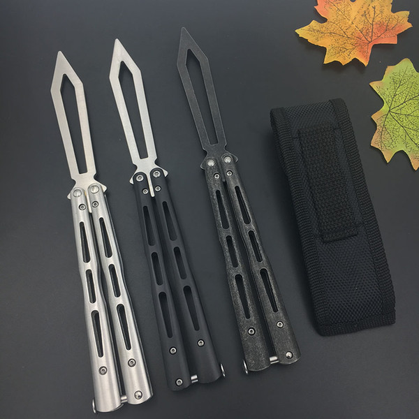 Stone Washed treatment 440c Stainless Steel Training knife butterfly folding knife butterfly Tiro Safety Trainer no edge dull tool