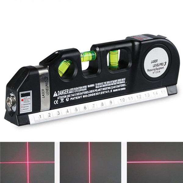 4 in 1 Infrared Laser Level Cross Line Laser Tape 2.5M Measurment Multipurpose Hand Tool