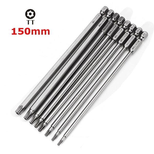 8pcs T9-T40 150mm Magnetic Torx Screwdriver Bits 1/4 Inch Hex Shank