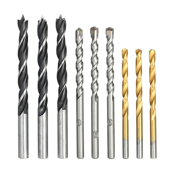 9PCS Multi-purpose Wood Drill Bits Masonry Drill Bit Carbon Steel Wood Hole Drilling Tool Bit Set Woodworking Drill