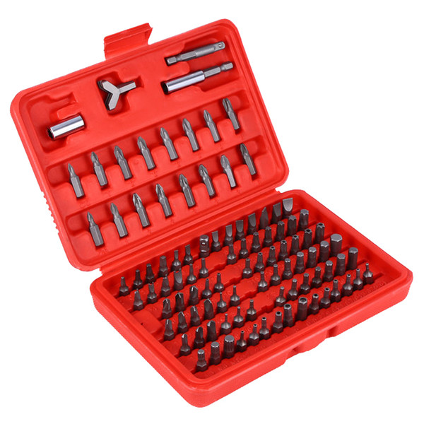100pcs Power Bit Tools Set Chrome Vanadium Steel Security Torx Hex Phillips Drill Star Spanner Screw Driver Kit with Storage Case