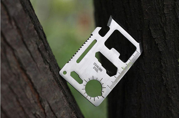 Silver Black Multi Tools 11 in 1 Multifunction Outdoor Hunting survival tool card Camping Pocket Military credit card knife