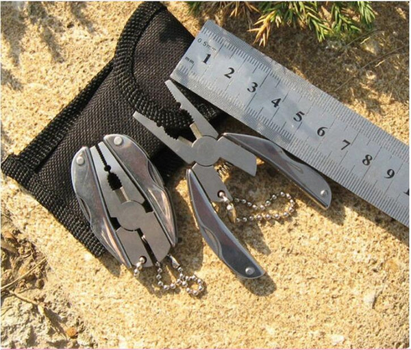 100 pcs Free Shipping Multi Function Folding Pocket Tools Plier Knife Screwdriver keychain + Case Set free shipping