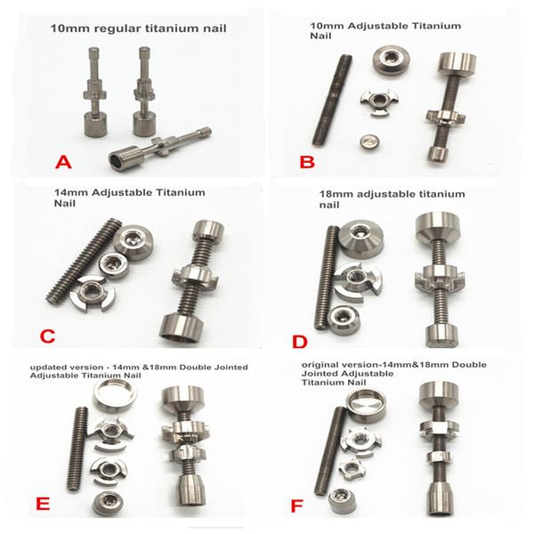 Adjustable 10mm/14mm/18mm Updated Version Gr2 Titanium Nails Ti nail 10&14&18mm For Essintail Oils Fit Electric Nail Coil Heater PID Box