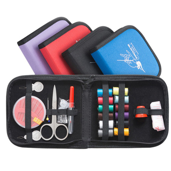 Portable mini traveling sewing kits bag with color needle threads scissor pin sewing set outdoor household sewing tools