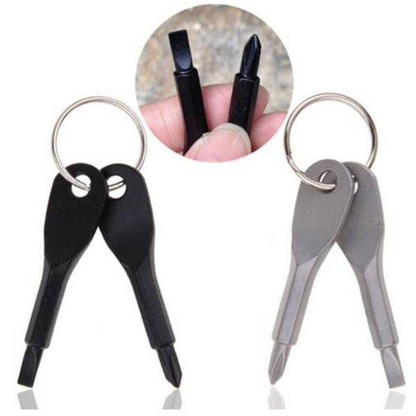 Screwdrivers Keychain Outdoor Pocket Mini Screwdriver Set Key Ring With Slotted Phillips Hand Key Pendants to671