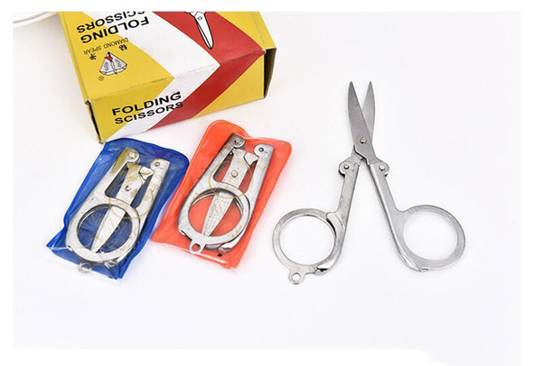 Diamond Spear Hot Sale Home Portable Folding Scissors Mini Folding Foldable Scissors Travel Scissor Color Silver