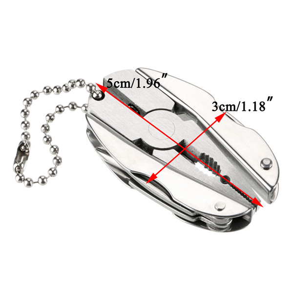 Wholesale Portable Lot of 10 Multi Function Sliver Hand Tools Keychain Mini folding Pliers Screwdriver,Stainless Steel