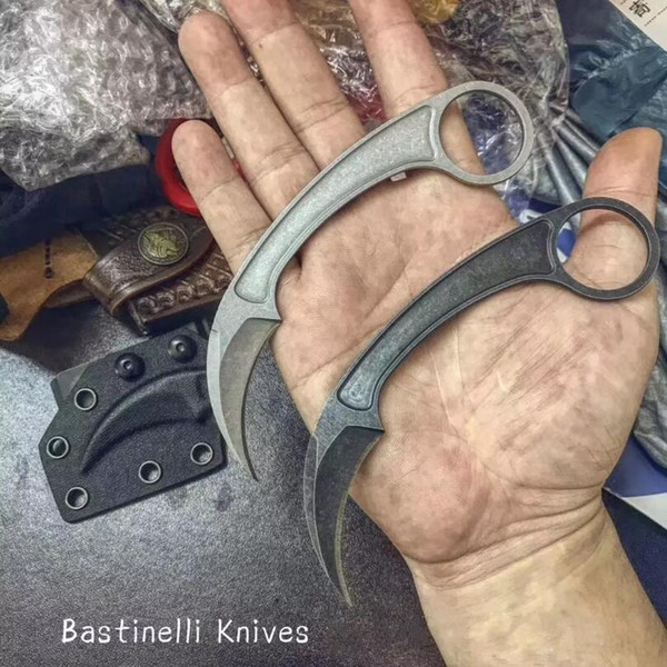 Theone Bastinelli Tactical Knives Claw Karambit knife 440C blade Camping Huting Survival Paper cutter knives BM42