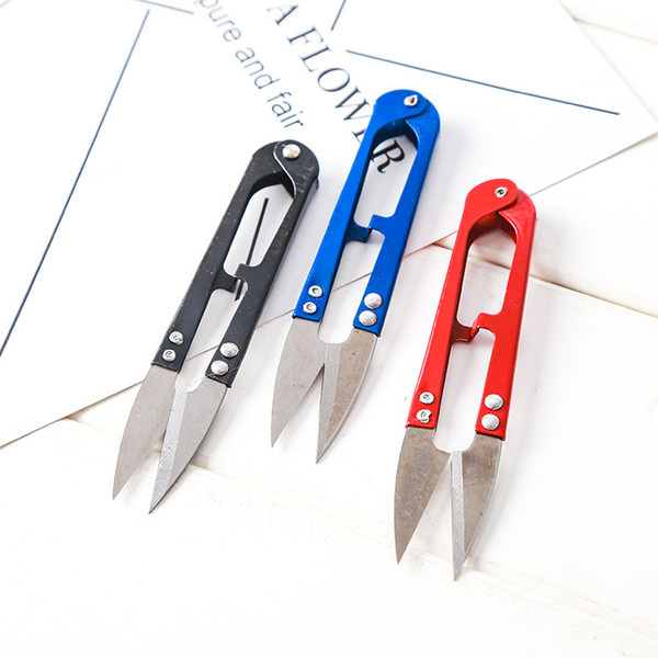 Multifunctional cross-stitch U-shaped scissors spring yarn scissors household small scissors scissor head floor stall