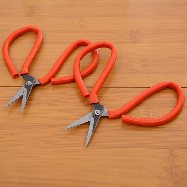 12cm5 red household special steel package plastic straight end scissors wholesale