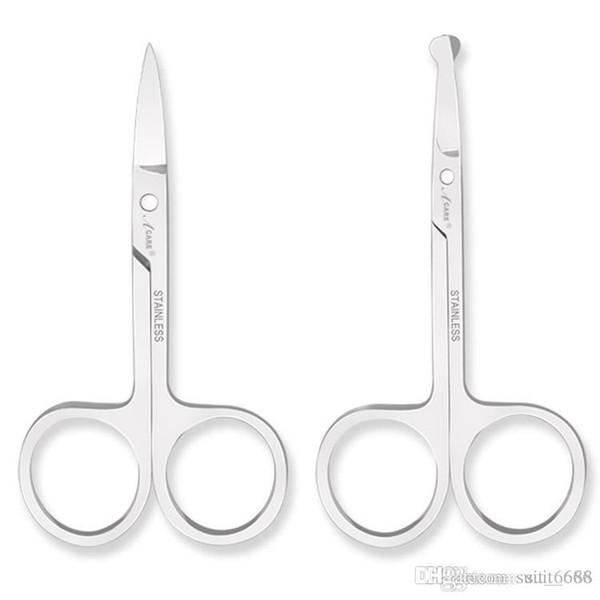 Stainless steel beauty scissors eyebrow scissors, nose hair trimmer round safety elbow beak cut eyelid stickers eyebrow