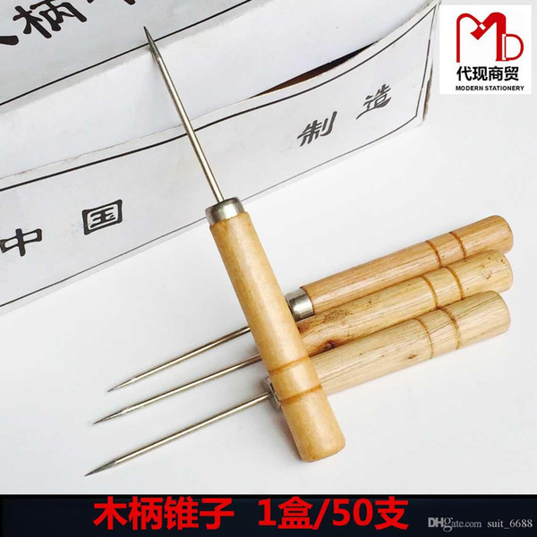 free shipping Wooden handle awl \ one thousand pass \ positioning drill office awl drill, DIY tools. Cowhide Leather Tool