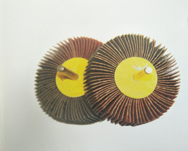 Aluminum oxide flap wheels on shaft