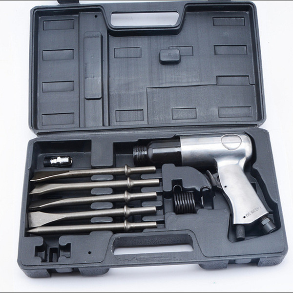 free shipping 190 pneumatic shovel air chisel rust remover wind shovel pneumatic pick brake pad derusting tools with 5 head plastic case