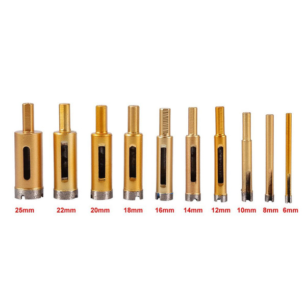 10Pcs Diamond Drill Bit Set, 6mm-25mm Glass Tile Hollow Core Extractor Remover Tools Diamond Hole Saw for Glass Ceramics Marble Porcelain