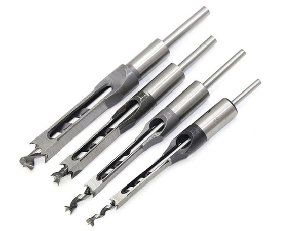 4PCS Square Hole Mortiser Drill Bit Woodworking Twist Drill Kits Mortising Hole Drills DIY Woodworking Tools