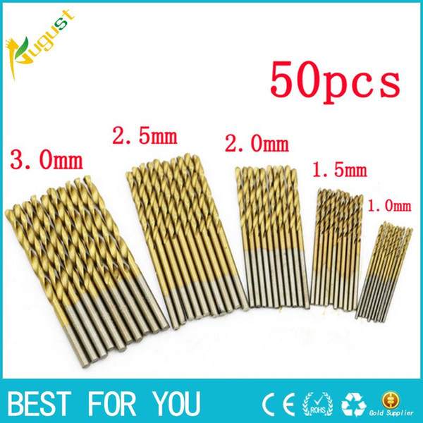 New one set 50x 1/1.5/2/2.5/3mm HSS High Speed Steel Drill Bit Set Tools Titanium Coated High-intensity drills