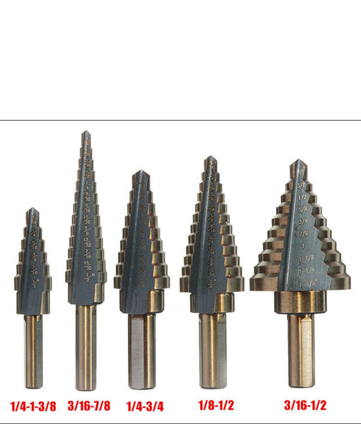 5-piece inch step drill bit set steel plate drill twist free shipping wholesale china cheap price tv product