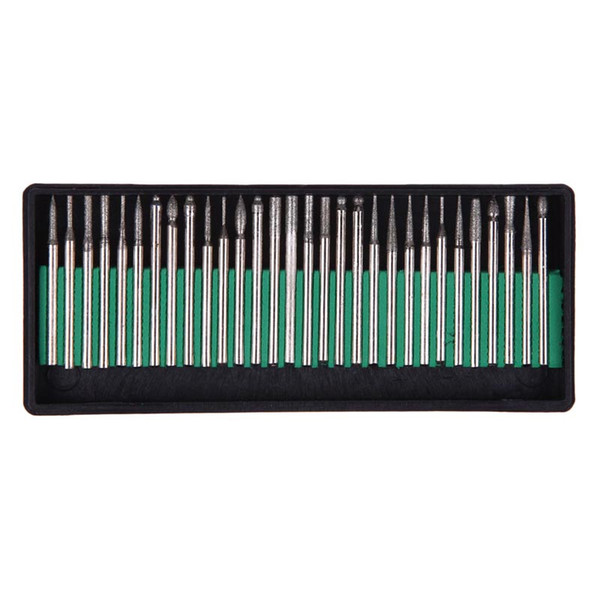 Hot Sale 30pcs Diamond Burr Glass Drill Bits for glass, marble, rock or jewelry Engraving Rotary Tool Set 3mm Shank E5M1 order<$18no track