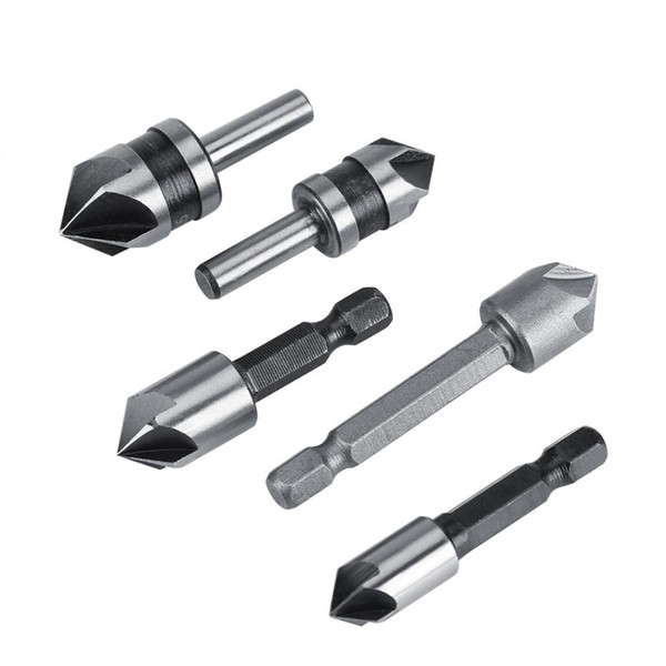 5pcs/set High Speed Steel Industrial Countersink Drill Bit 5 Flutes Woodworking Chamfering Cutter Accessories