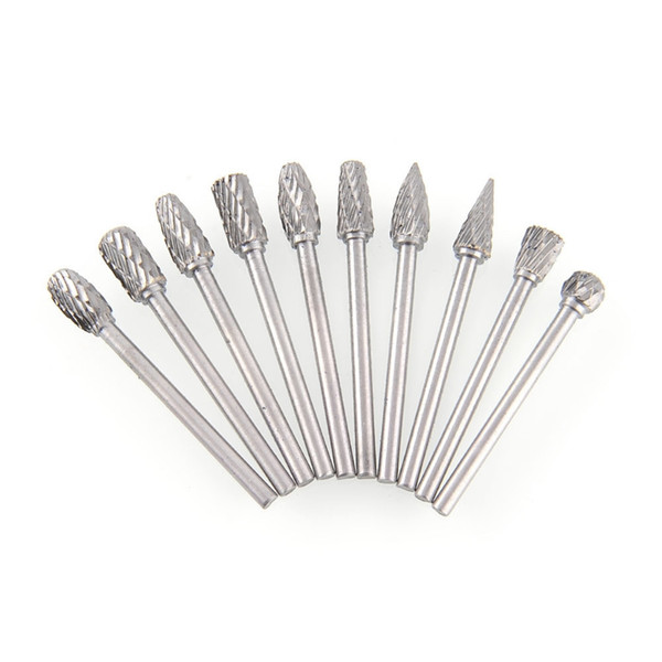 Quality 10 in 1 Set 6mm Grinding Head Tungsten Carbide Burr for Rotary Drill Set Free Shipping, dandys