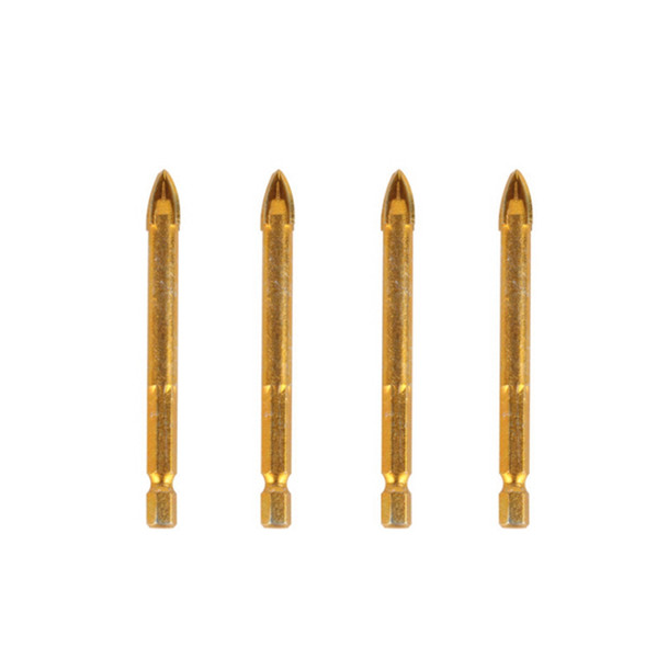 6mm Glass Drill Bits Titanium Coated Hex Drill Bits for Wall Ceramic Tile Marble Granite Spear Point Cross Head