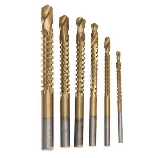 6Pcs/set HSS High Speed Steel Min Titanium Coated HSS High Speed Steel Drill Bit Set Tool Woodworking 3mm/4mm/5mm/6mm/6.5mm/8mm