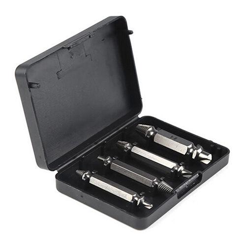 4pcs/set Steel Broken Speed Out Damaged Screw Extractor Drill Bit Guide Set Broken Bolt Remover Easy Out Set