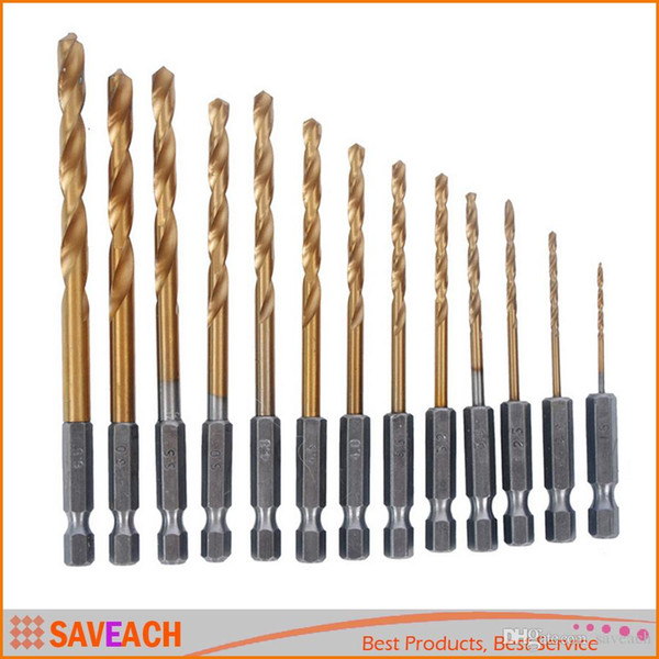 HSS 13pcs/Set Hex Shank High Speed Steel Quick Change Titanium Cobalt Drill Bits Set Tool 1.5-6.5mm