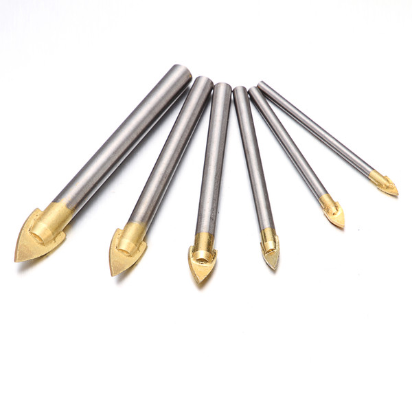 Multi 6pc 4/5/6/8/10/12mm Triangle Tip Glass Drill Bit Set Tile Cermic Drill Bit