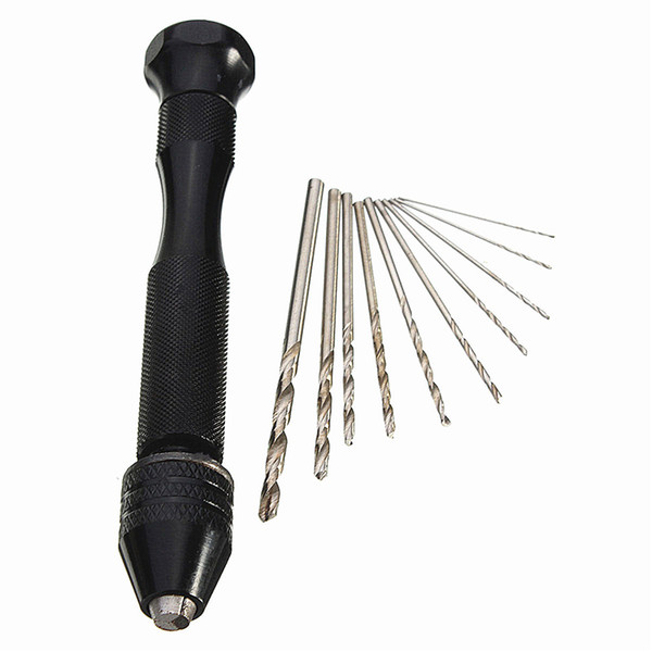 Hot Sale 10pcs Twist Drill Bit Mini Micro Aluminum Alloy Hand Drill With Keyless Chuck Woodworking Drilling Rotary Tools