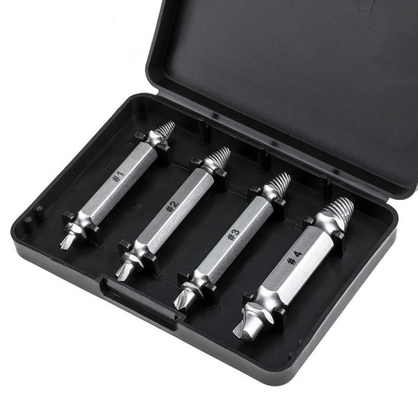 4pcs Damaged Screw Extractor Drill Bits Guide Set Broken Speed Out Easy out Bolt Stud Stripped Screw Remover Tool