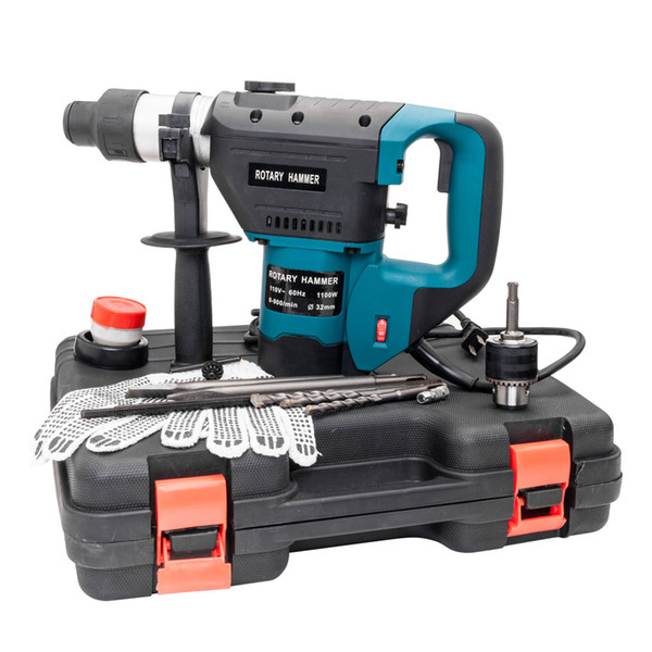 US 110V 1100Watt SDS Electric Hammer Drill Set Heavy Duty Electric Demolition Hammer Concrete Breaker 1-1/2