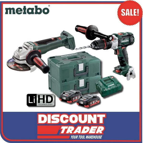 Metabo 18V 4.0Ah LiHD Brushless Hammer Drill & Angle Grinder Kit - AU68901780