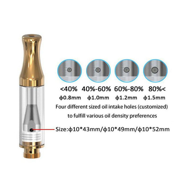 Gold Ceramic Tank 0.5ml 1.0ml Thick Oil Cartridge Pyrex Glass Vaporizer Round Drip Tip 510 Atomizer Coil TH105 TH205 TH210