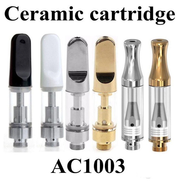 AC1003 Ceramic Coil Cartridge 0.5ml 1.0ml Thick Oil Cartridge Silver Gold SS Drip Tip TH205 TH105 Glass Atomizer Tank