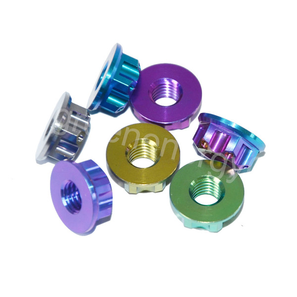 4 pcs Ti Axle Nut M8 Titanium Torx Flange Nut Multicolor and Hexagon Titanium Screw Nuts Ti Fastener