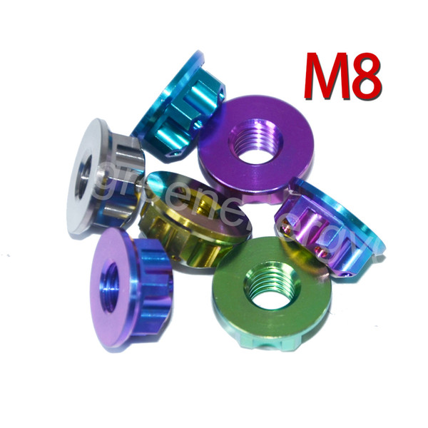 2 X Ti Axle Nut M8 Hexagon Titanium Flange Nut Motorcycle Rear Axle Titanium Screw Nuts Ti Fastener Multicolor