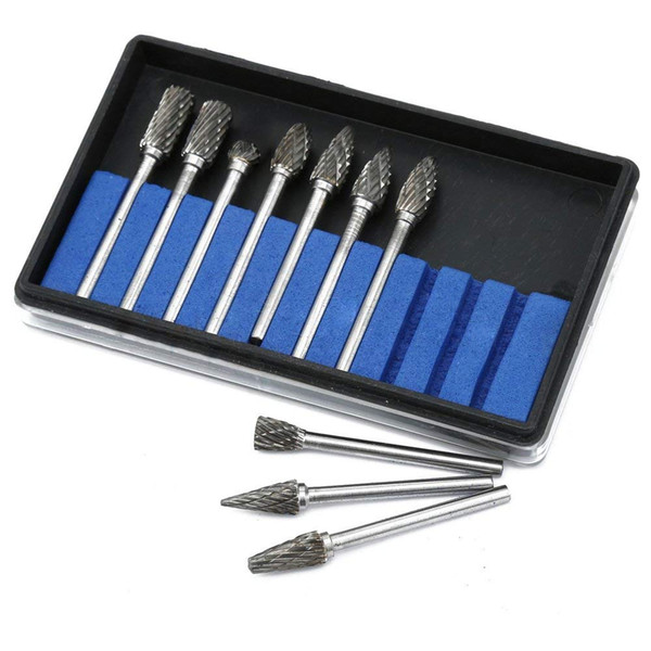 Dremel Rotary Tools Double Cut Tungsten Steel Solid Carbide Rotary Burrs Set with 1/8