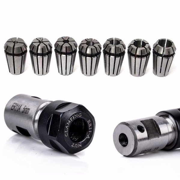 7pcs High Carbon Steel ER11 Spring Collet 1/2/3/4/5/6/7mm with 5mm ER11A Extension Rod Motor Shaft Holder