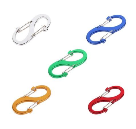 Zinc Alloy EDC S Shape Type Buckle Double Gated Carabiner Key Ring Clip Hook Silver Black Color 5*2.2CM Bearing 4.5KG