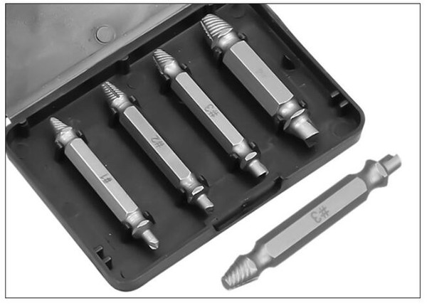 4pcs Damaged Screw Extractor Drill Bits Guide Set Broken Speed Out Easy out Bolt Stud Stripped Screw Remover Tool