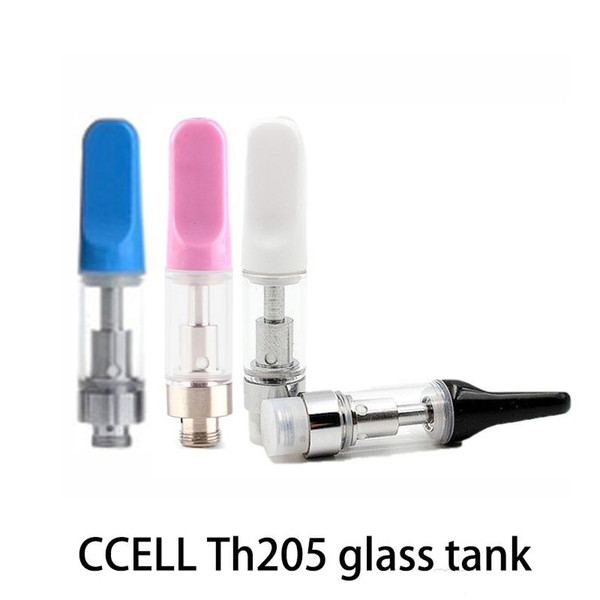 th205 Ceramic Coil Tank vape Cartridges with Black White Pink Drip Tip Ceramic Mouthpiece 0.5ml 1.0ml MT6 Glass T2 Atomizer