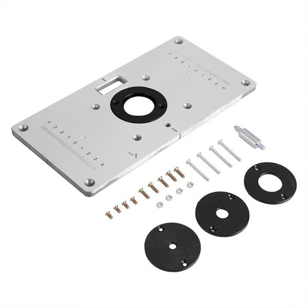 Multifunctional Aluminum Router Table Insert Plate w/ 4 Rings For Engraving Machine Woodworking Benches Router Table Plate