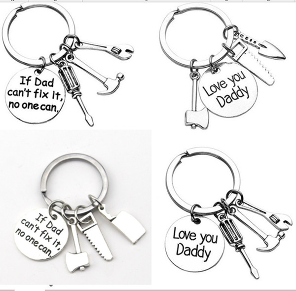 If Dad Can't Fix it No One Can Hand Tools Keychain Hammer Screwdriver Father's Day Gift Daddy Key Ring Charms Pedant Key Chain