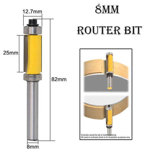 Woodworking Cleaning Bottom Engraving Router Bits 8MM Shank Top & Bottom Bearing Milling Cutter Trimming Wood Cutter